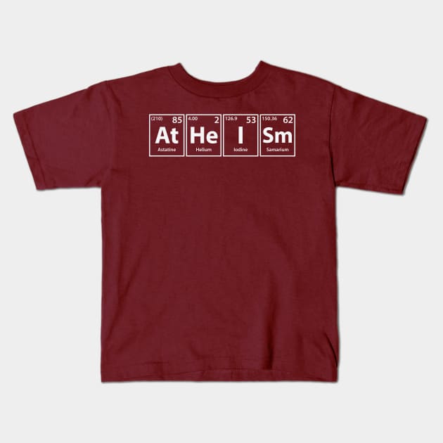 Atheism (At-He-I-Sm) Periodic Elements Spelling Kids T-Shirt by cerebrands